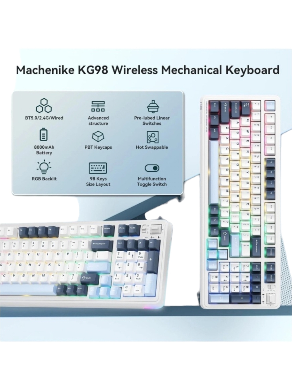 Machenike KG98 Mechanical Keyboard,Hot Swappable Custom Gaming Keyboard - Picture 9 of 15